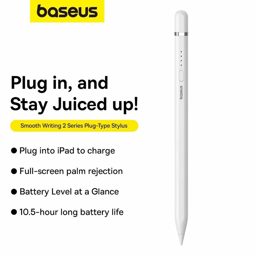 Стилус Baseus Smooth Writing 2 Series Plug-Type Stylus встроенный USB-C порт +кабель USB-USB-C P80015806211-00