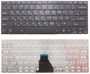 Клавиатура для ноутбука Sony Vaio SVF142, SVF143, SVF14E черная, без рамки