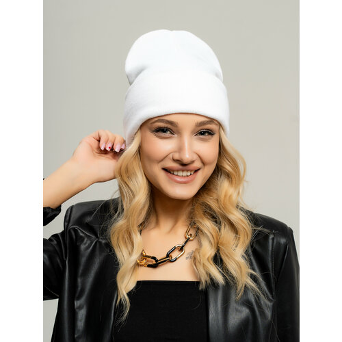 фото Шапка бини bella, размер onesize, белый
