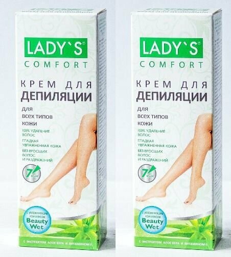 Lady-S Крем-депилятор для тела Алоэ-вера и Витамин Е для всех типов кожи 100мл, 2шт