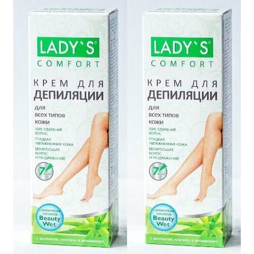 Lady-S Крем-депилятор для тела Алоэ-вера и Витамин Е для всех типов кожи 100мл, 2шт