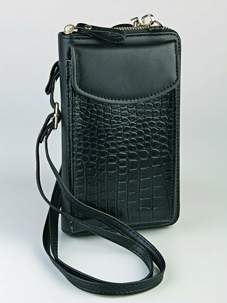 Кошелек LeatherStyle, фактура гладкая, black