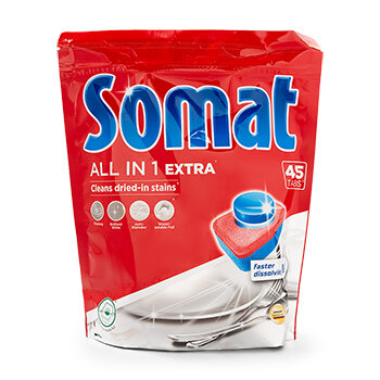 Таблетки для посудомоечных машин Somat All in 1 Extra, 45 шт.