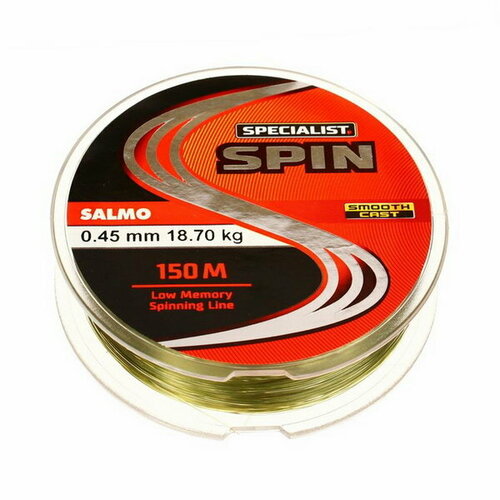 фото Леска монофильная specialist spin, диаметр 0.45 мм, тест 18.7 кг, 150 м salmo