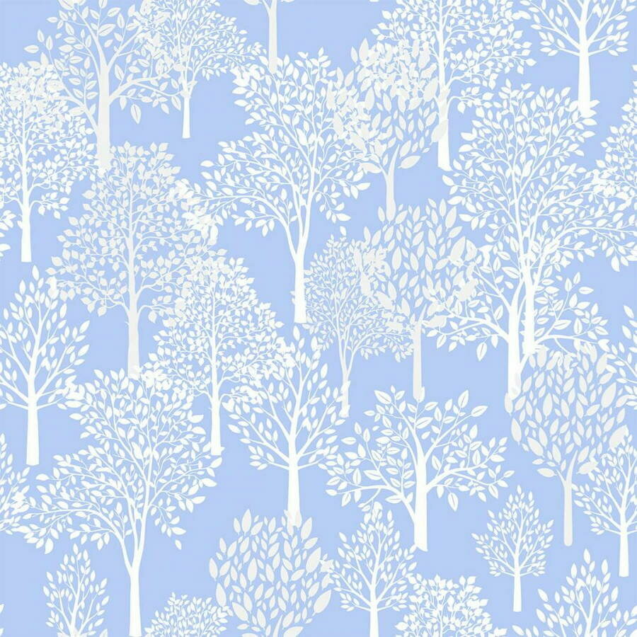 фото Обои детские Бумага на бумаге (Дуплекс) Саратовские обои Д699-01 Деревья на голубом фоне, 0,53 м, 10 м.