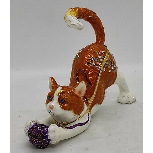 фото Шкатулка фаберже "кот с клубком" qifu