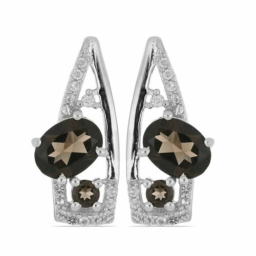 Серьги  Ювелирия, серебро, 925 проба, кварц, коричневый