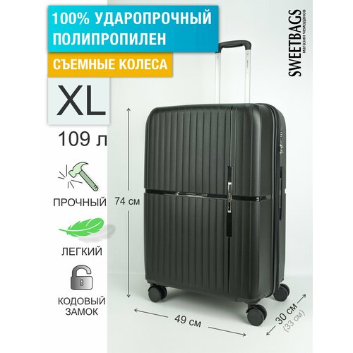 фото Чемодан , 109 л, размер xl, черный sweetbags