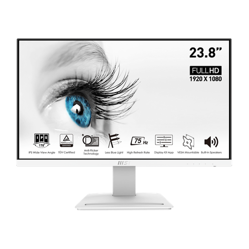 MSI Монитор LCD 238 169 1920х1080FHD IPS nonGLARE 75 Hz 250 cdm2 H178V178 10001 100M1 167M HDMI DP Tilt Speakers 1Y White 2485300₽