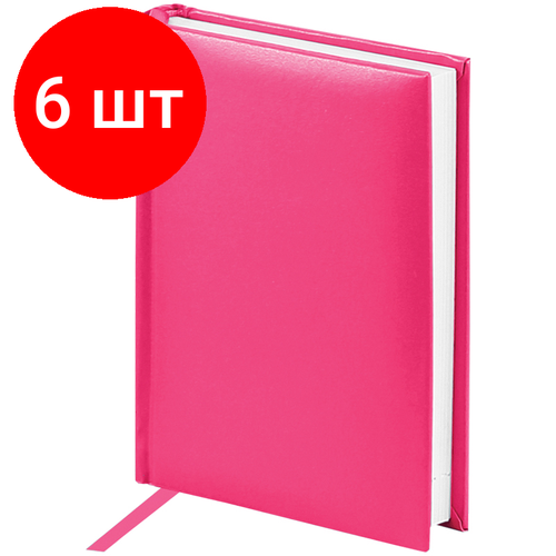 Комплект 6 шт, Ежедневник недатированный, А6, 160л, балакрон, OfficeSpace Ariane, фуксия ежедневник датированный 2023г а6 176л балакрон officespace ariane бордовый