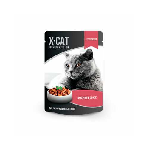 X-CAT Паучи для стерилизованных кошек с говядиной в соусе 4607166429124 0,085 кг 55242 (2 шт)