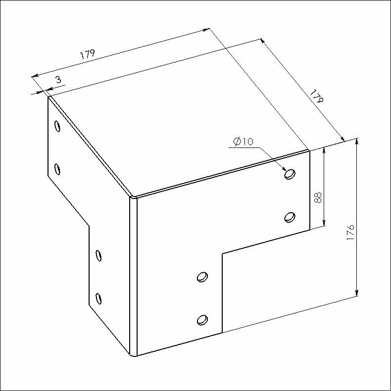 Пластина крепежная Т-образная угловая для бруса 3мм. 1 шт. ARSENAL PERGOLA мод. AR75PY31007-06 .