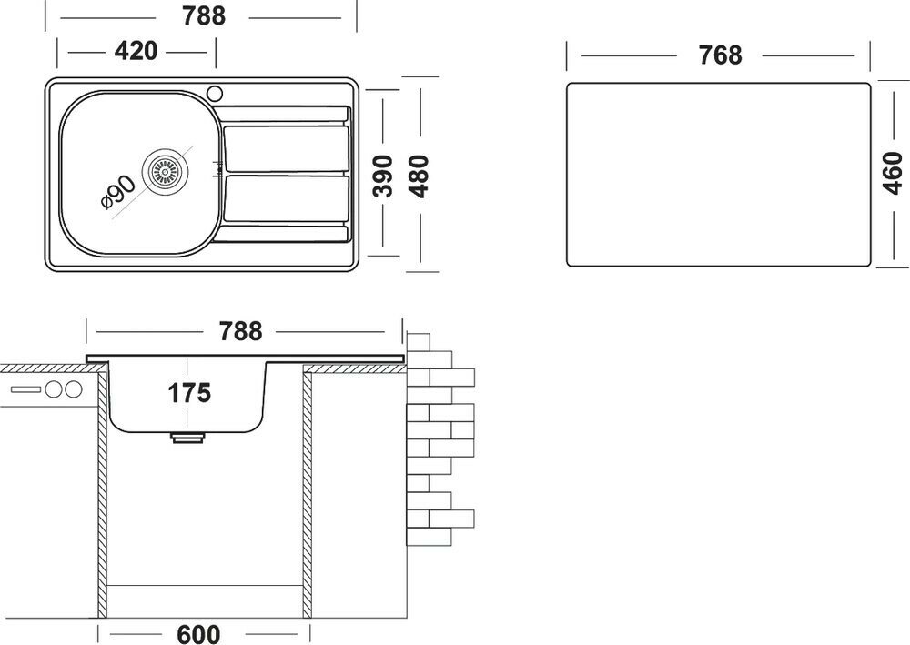 Кухонная мойка Ukinox Спектр SPM788.480 -GT6K 2L