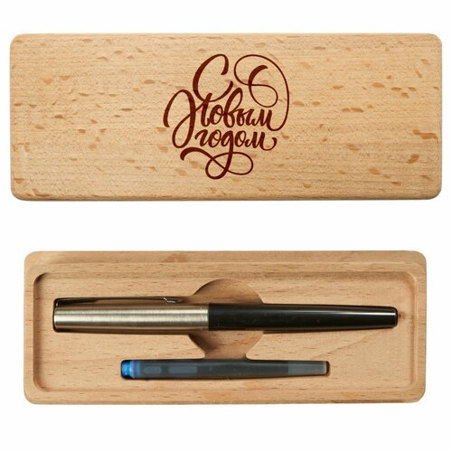 С Новым годом! Коробочка с перьевой ручкой Parker Jotter Special Black. Подарочный набор.