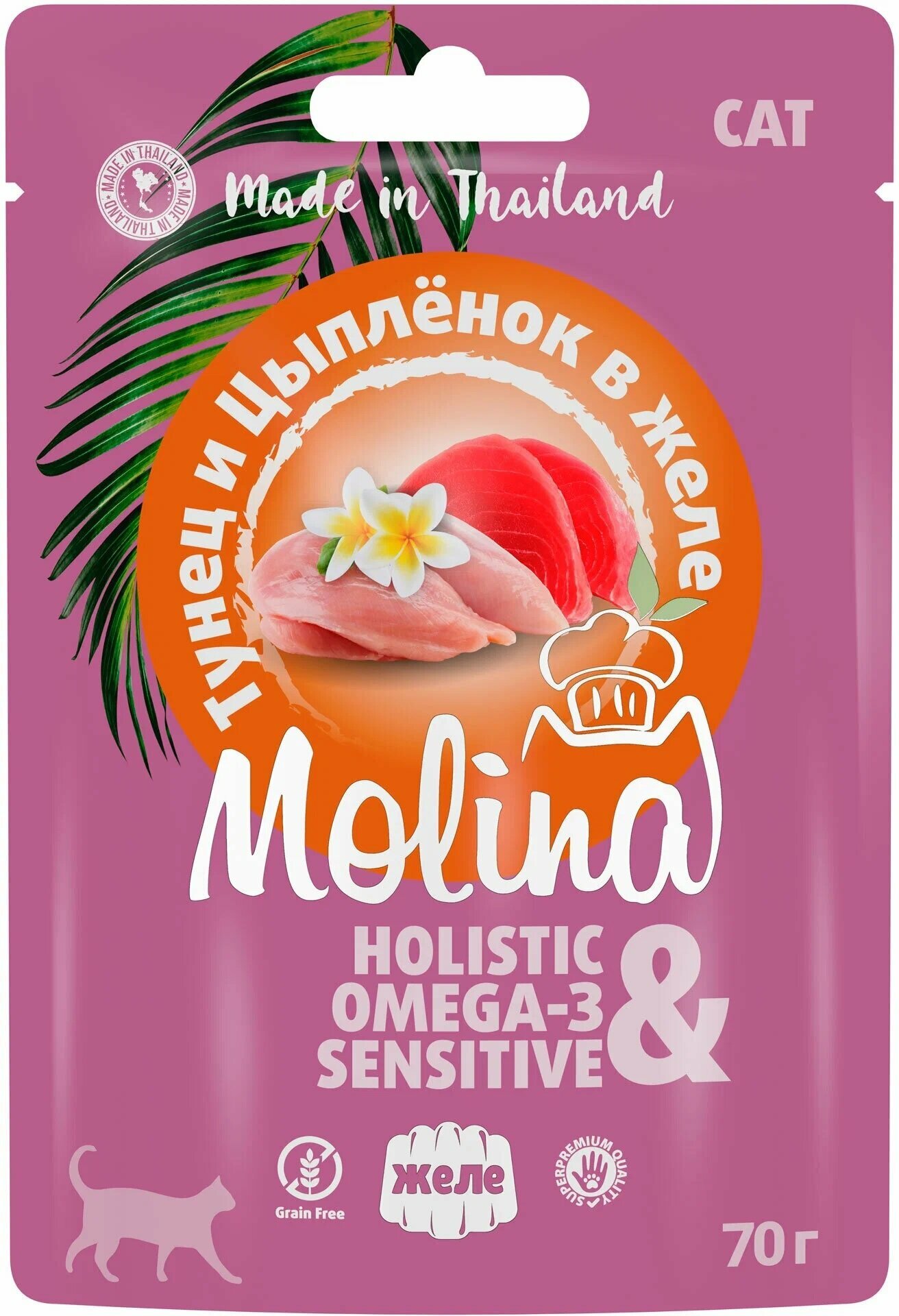 MOLINA для взрослых кошек с тунцом и цыпленком в желе (70 гр х 24 шт) — фото 1
