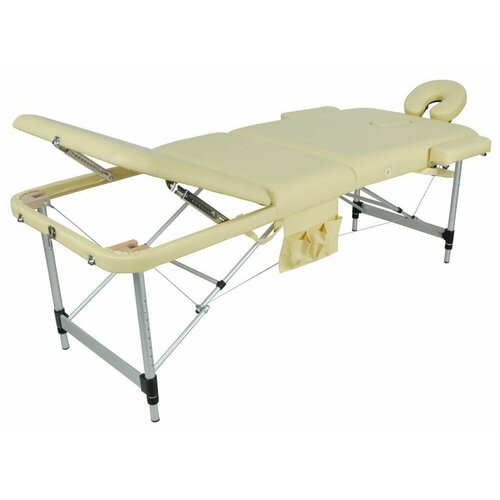 Массажный стол Мед-Мос JFAL01A, складной, переносной, аллюминиевый, 3-секционный бежевый, кушетка для массажа