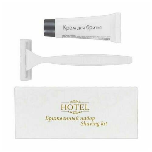Бритвенный набор комплект 200 шт, HOTEL (крем для бритья + станок), картон, 2000121