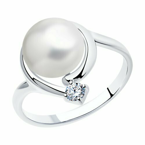 Кольцо Diamant, серебро, 925 проба, жемчуг, размер 18, красный