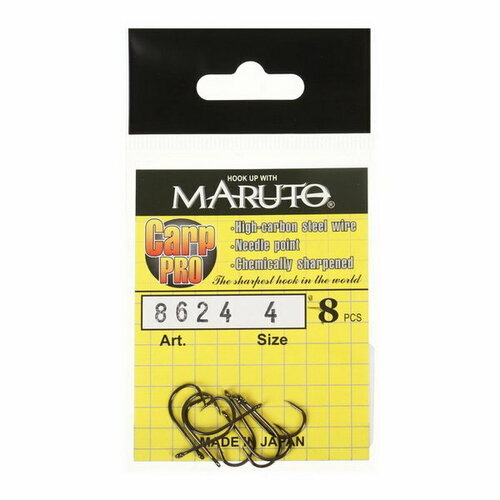фото Крючки карповые 8624, цвет bn, № 4 carp pro, 8 шт. maruto