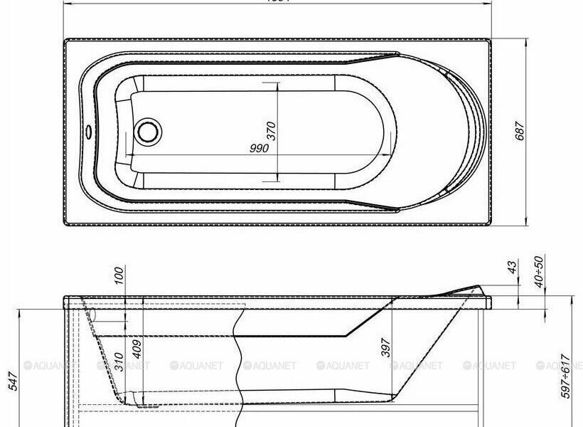 Фронтальная панель для ванны Aquanet West/Nord/Roma 160