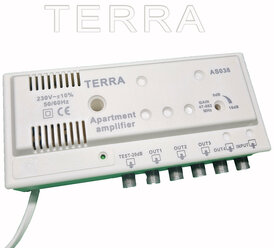 Усилитель квартирный TERRA AS038 (Special Edition) DVB-T2, 18 Дб, 4 выхода (Al-400)