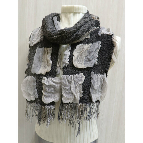 фото Шарф crystel eden,160х30 см, универсальный, серый, коричневый