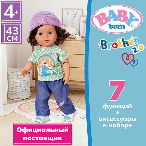 Беби борн. Интерактивная кукла Братик 43 см, аксессуары. 2.0 BABY born беби борн интерактивная кукла девочка магические глазки 43 см 2 0 baby born