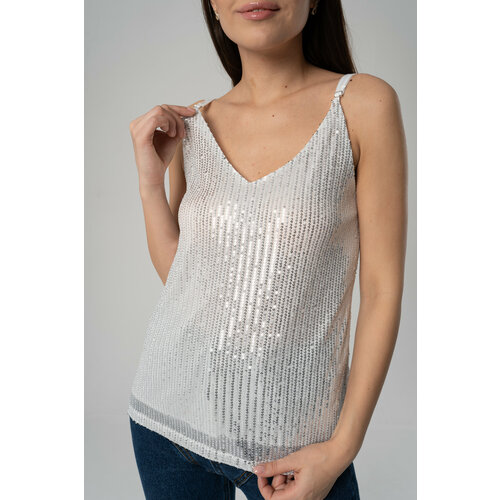 фото Майка oxy land майка пайетки с двух сторон, размер s, белый