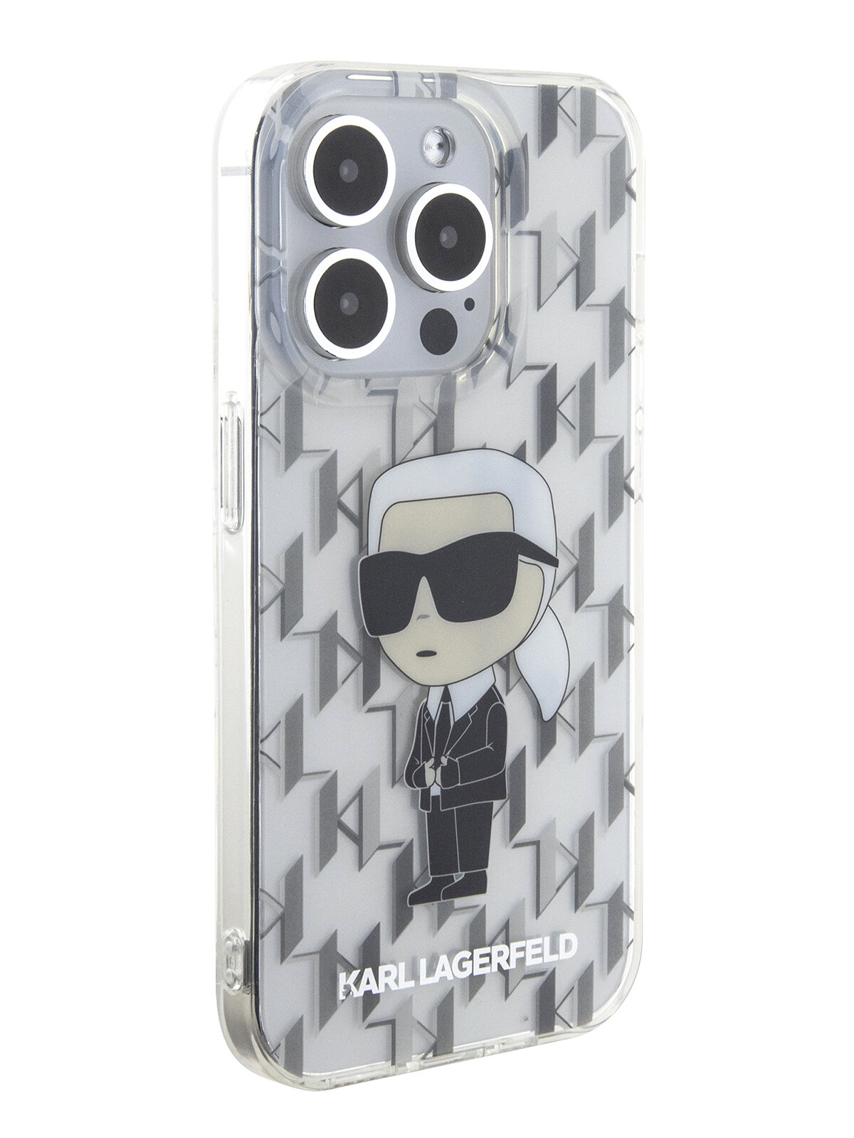 Karl Lagerfeld для iPhone 15 Pro чехол пластиковый Monogram NFT Karl Ikonik Hard Transparent