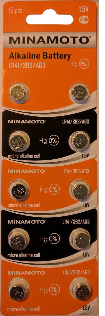 Батарейка часовая MINAMOTO Alkaline Battery LR41/392/AG3 10 штук в блистере