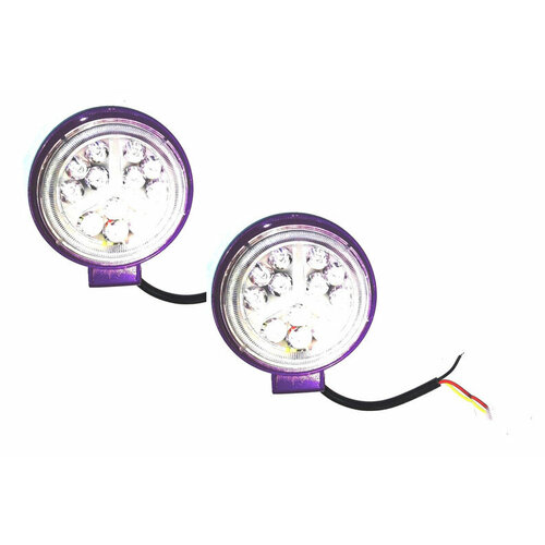 фото Фонарь светодиодный jrt-12f spot 3*4led со светодиодным ободком (9-30v) d-110. h-30mm белый+оранжевый (комплект 2 штуки)круглый torino