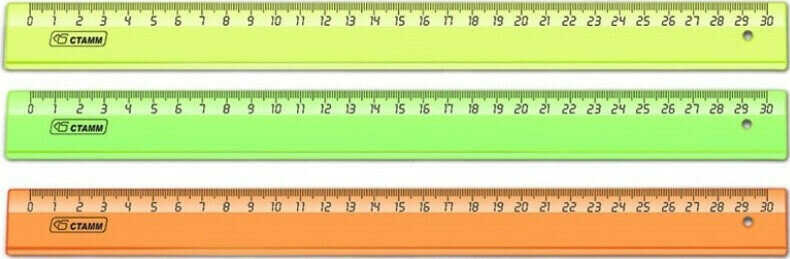 Линейка Линейка Стамм 30 сантиметров в ассортименте (пластик) 10 штук в упаковке