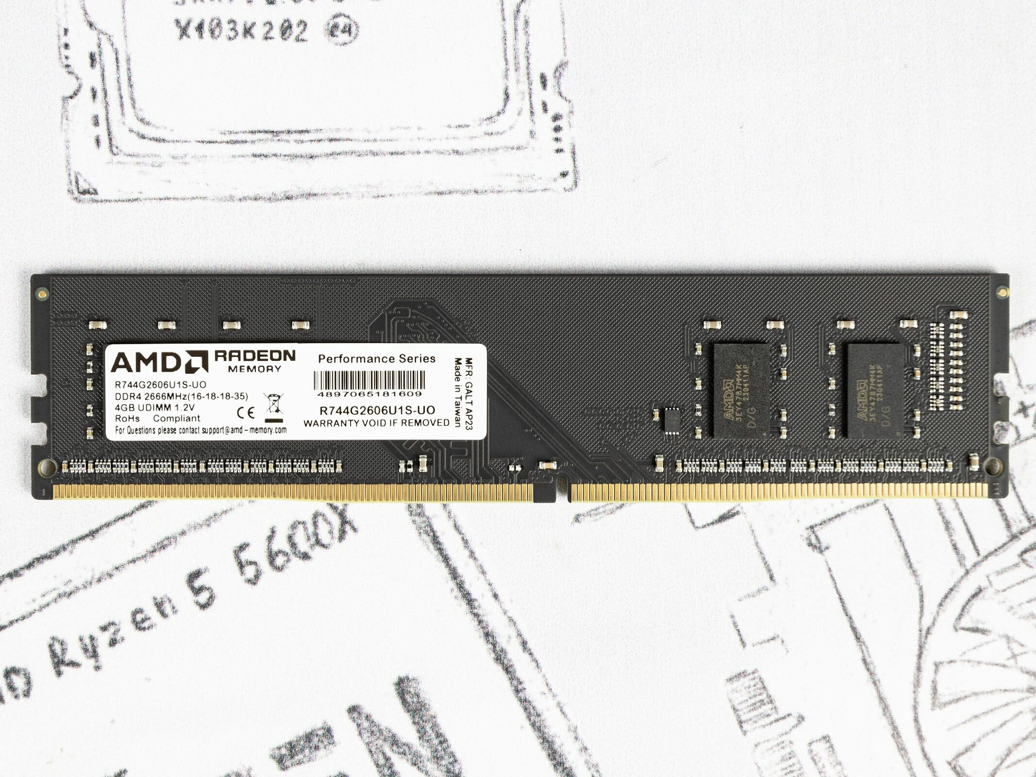 Память DDR4 4Gb 2666MHz AMD OEM PC4-21300 CL16 DIMM 288-pin 1.2В - фото №13