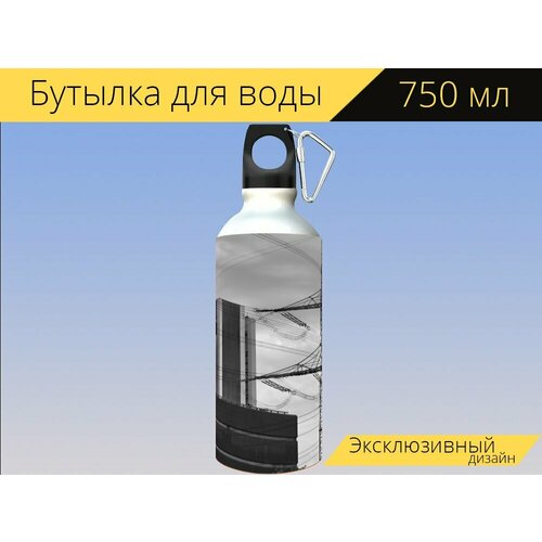 фото Бутылка фляга для воды "электростанция, электричество, энергия" 750 мл. с карабином и принтом lotsprints