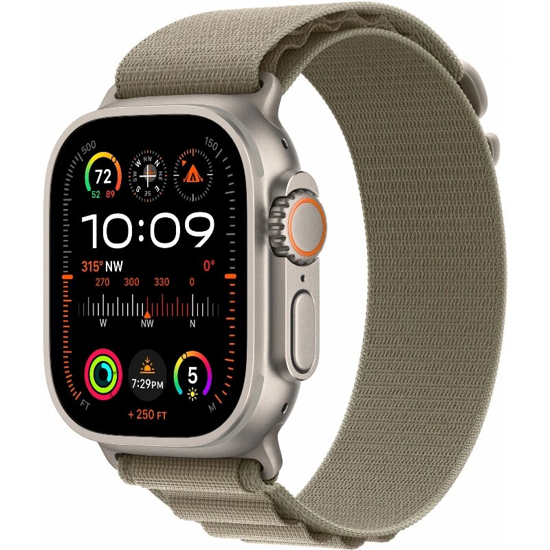 Смарт-часы Apple Watch Ultra 2, 49 мм Titanium Case with Olive Alpine Loop - S