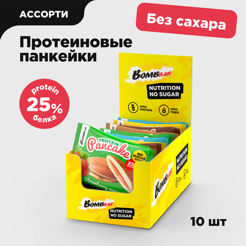 Bombbar Протеиновые печенья с начинкой без сахара Ассорти, 10шт х 40г панкейк bombbar двойной шоколад 40 г