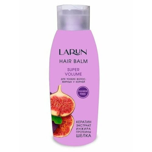 Larun / Ларун Super Volume Бальзам для тонких волос жирных у корней с экстрактом инжира, протеинами шелка и кератином 500мл / уход за волосами