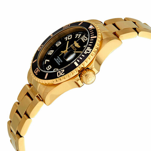 Наручные часы INVICTA Pro Diver Мужские часы Invicta Pro Diver Quartz с черным циферблатом и желтым золотом, золотой