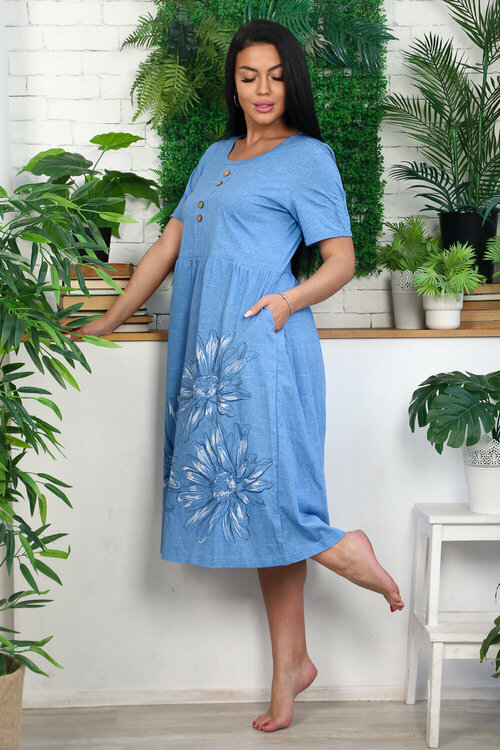 Платье Натали, размер 56, голубой, синий