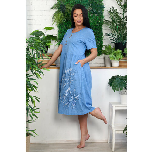 фото Платье натали, размер 56, голубой, синий