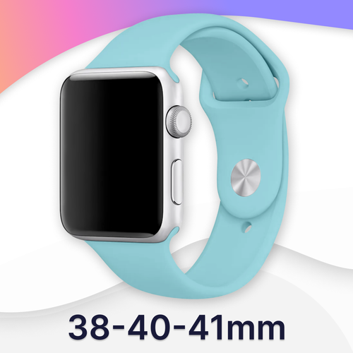 Силиконовый ремешок для Apple Watch 38-40-41 mm, Series 1-9, SE / Сменный браслет (Sport Band) для смарт часов Эпл Вотч 38-41 мм (Blue S) синий, blue, размер L (запястье 160–180 мм), S (запястье 135–150 мм), XL (запястье 180–200 мм), XXL (запястье более 200 мм)