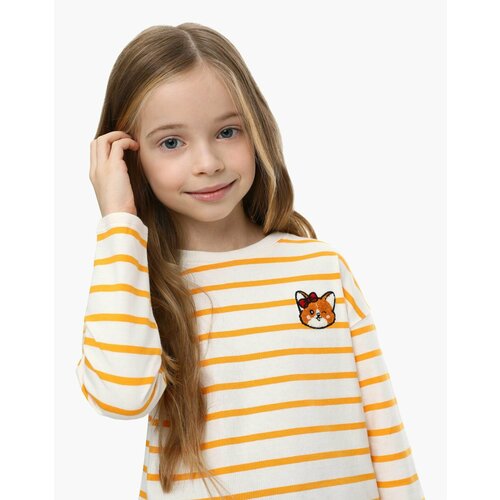 фото Лонгслив gloria jeans, размер 8-9л/134 (34), белый, желтый