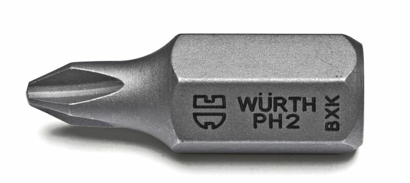 Бита с профилем Phillips (крест) PH2, длина 30 мм, хвостовик 10 мм, Wurth
