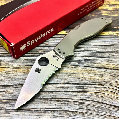 нож складной tenacious spyderco 122gps сталь 8cr13mov satin combo рукоять стеклотекстолит g 10 чёрный Нож складной Spyderco SC261PS Uptern, Part Serrated Blade