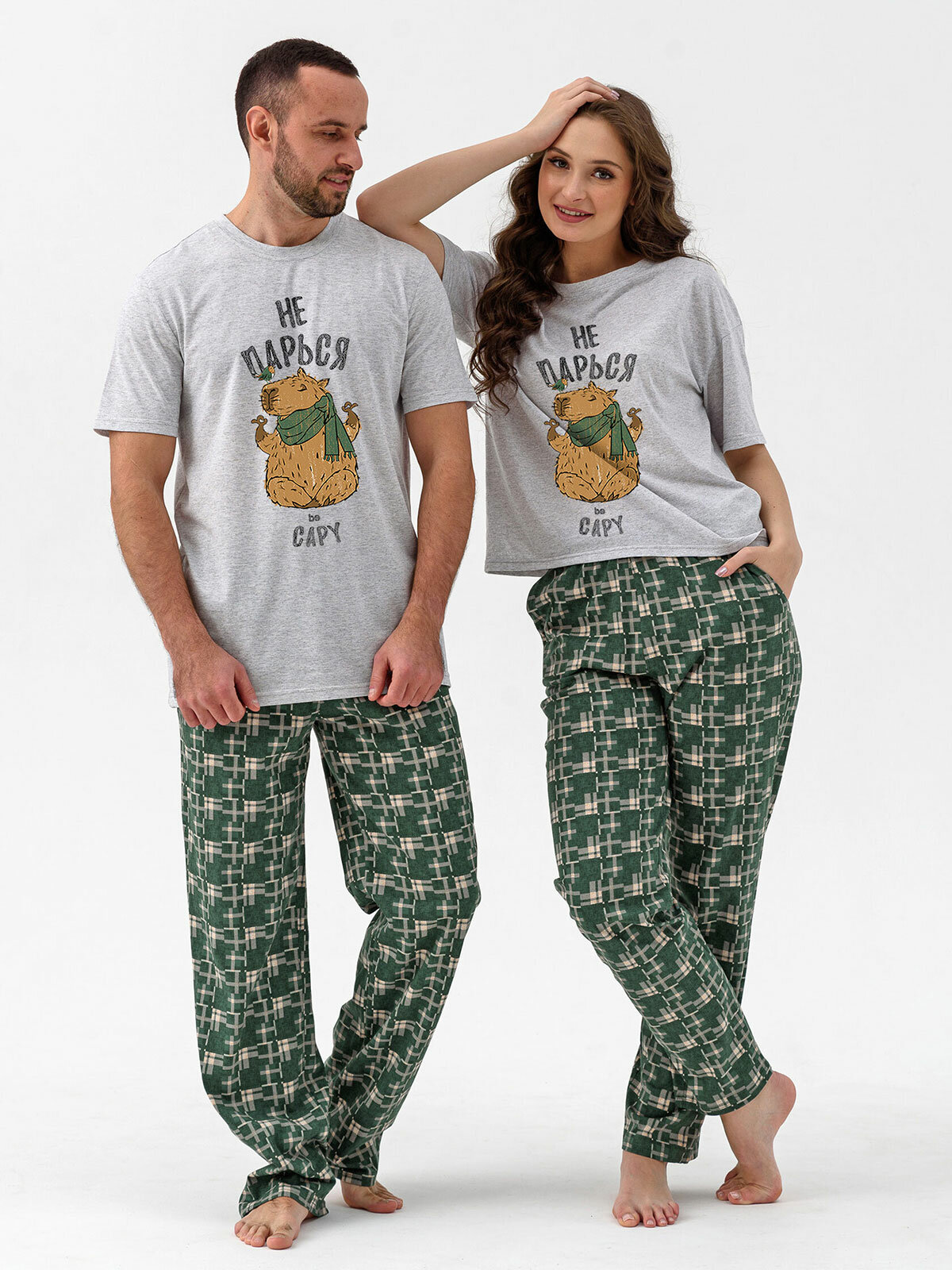 Мужская пижама Капибара Зеленый 50 Кулирка Оптима трикотаж - фотография № 3