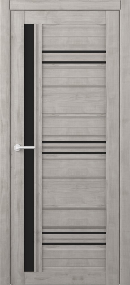 Межкомнатная дверь (дверное полотно) Albero Невада покрытие Soft Touch / ПО Soft Графит Черное Стекло 70х200