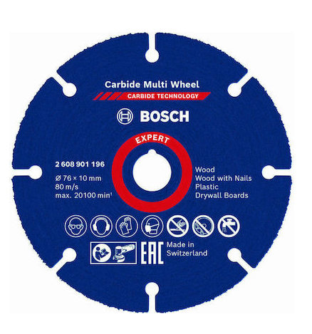 Круг пильный bosch для УШМ 76х1х10мм диск отрезной по дереву пластику гипсу для мини болгарки режущий 2608901196