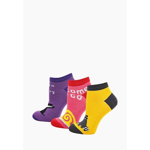 фото Носки big bang socks, 3 пары, размер 35-39, розовый, фиолетовый, желтый