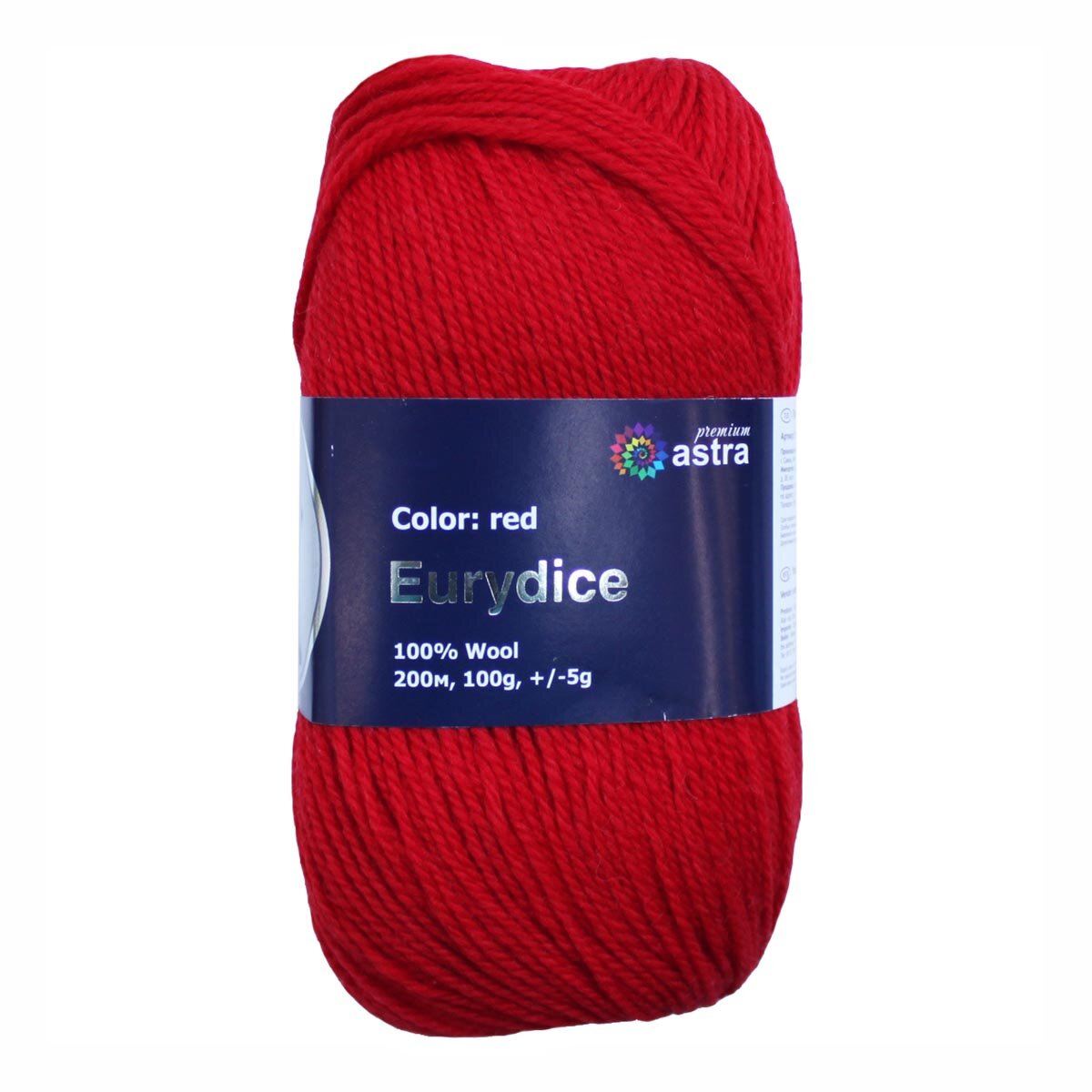 Пряжа для вязания Astra Premium 'Эвридика', 100 г, 200 м (100% шерсть) (09 красный), 3 мотка