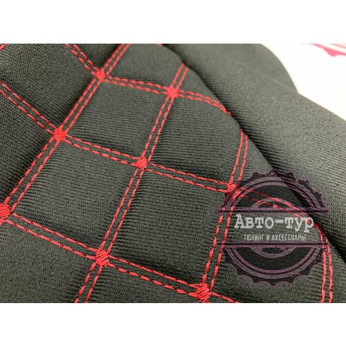 Универсальные чехлы Рекаро ромб ткань нитка красная